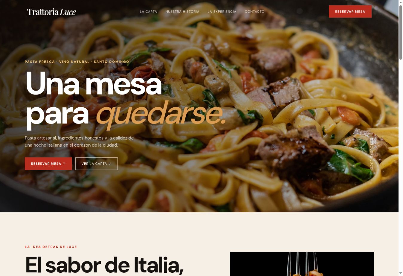 Hero de Trattoria Luce: Una mesa para quedarse